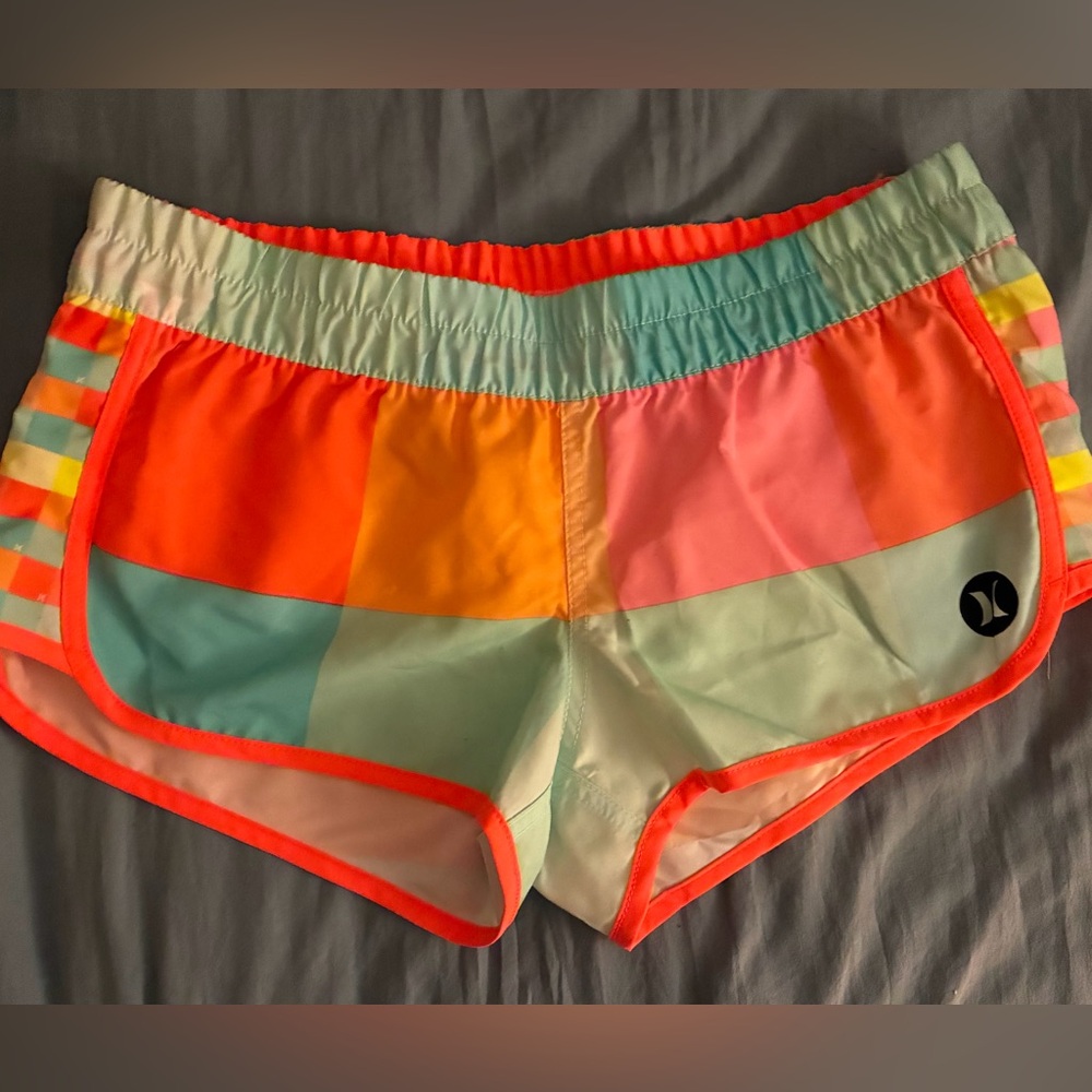 Hurley Colorblock Women's Board Shorts - Coral, Mint, Yellow, Pink